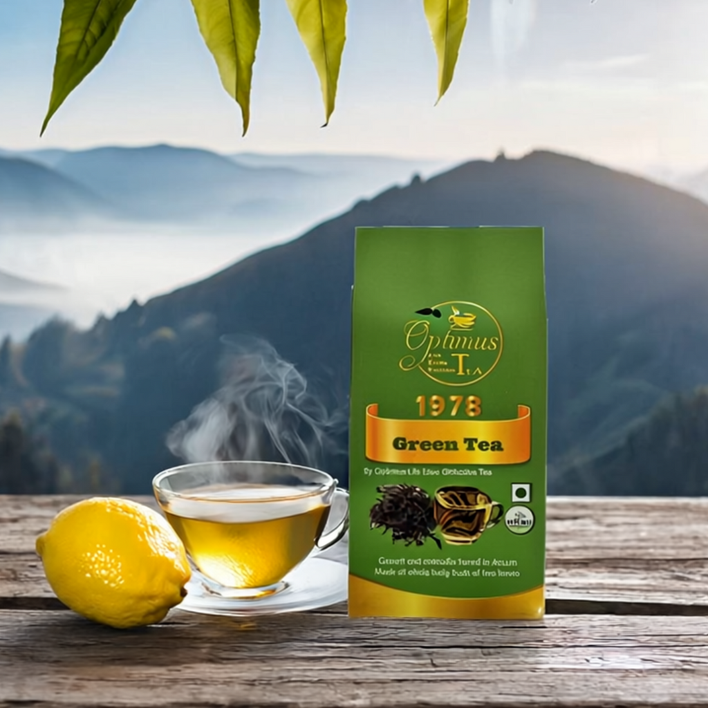 Assam Green Tea II Sourced from the lush valleys of Assam, Optimus Life Elixir anti-aging Green Tea is crafted from the finest whole baby buds