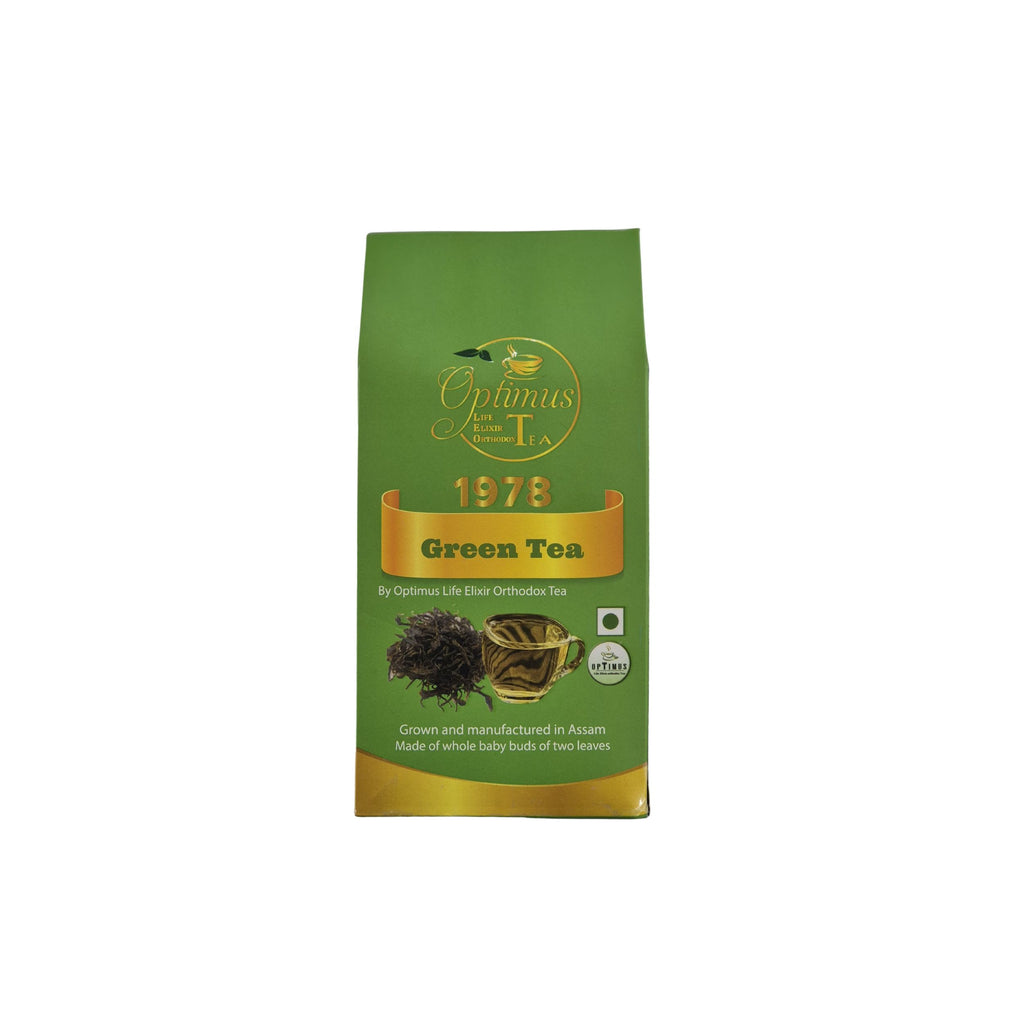 Assam Green Tea II Sourced from the lush valleys of Assam, Optimus Life Elixir anti-aging Green Tea is crafted from the finest whole baby buds